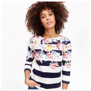 Joules Women's 3/4 Sleeve Floral Striped Top Size 4
